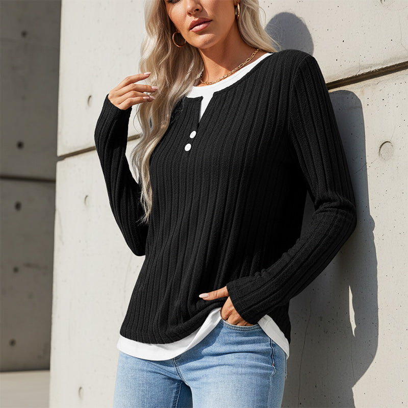 👜 -50 % sur toute la mode femme ! ✨T-shirt en maille à manches longues chaud et doux pour femme