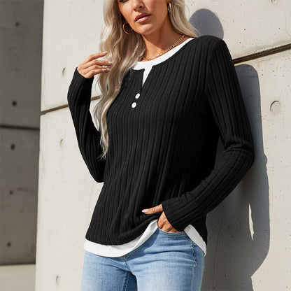 👜 -50 % sur toute la mode femme ! ✨T-shirt en maille à manches longues chaud et doux pour femme