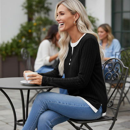 👜 -50 % sur toute la mode femme ! ✨T-shirt en maille à manches longues chaud et doux pour femme