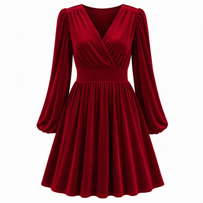 👜 -50 % sur toute la mode femme ! ✨Women's Solid Color Velvet V Neck Long Sleeve Maxi Dress