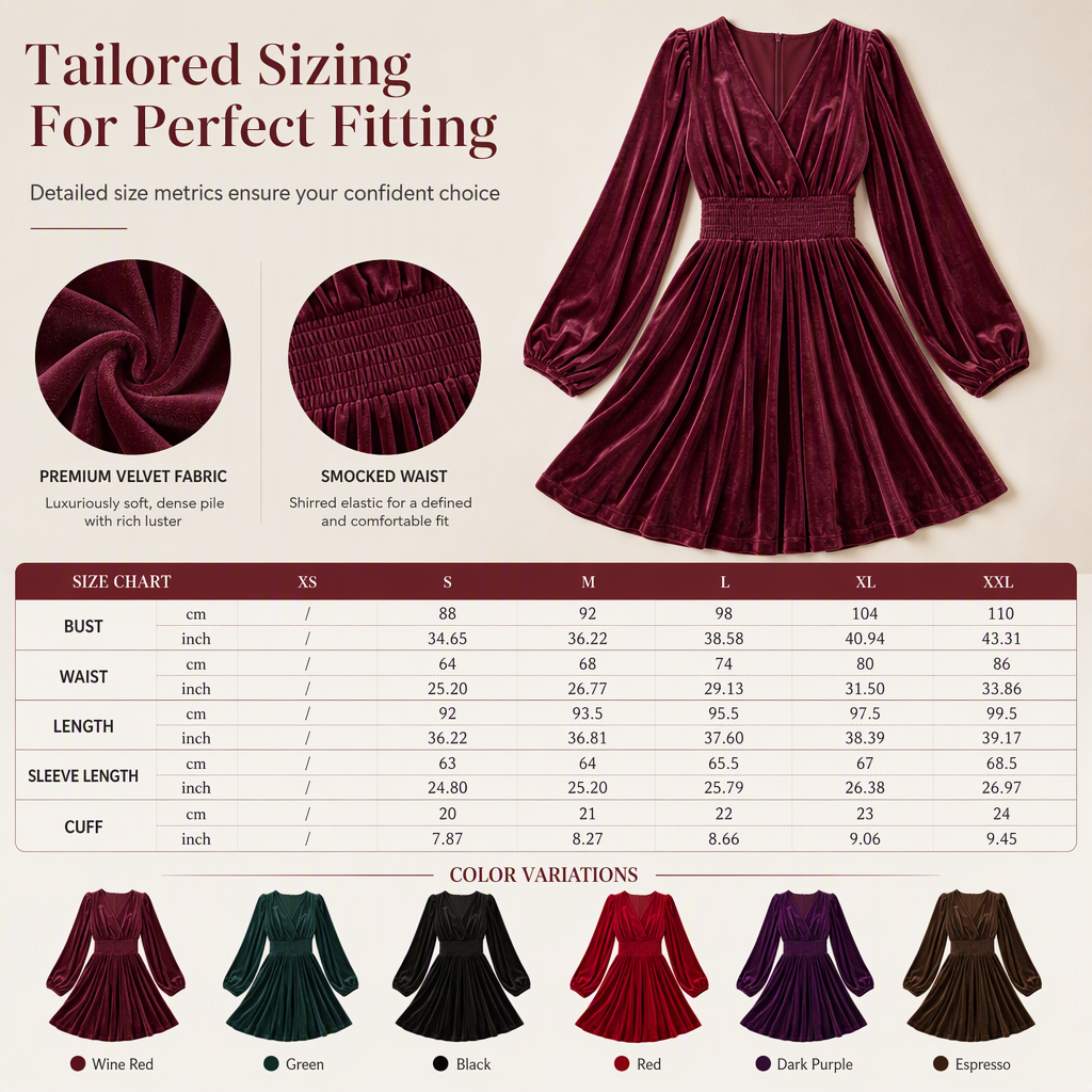 👜 -50 % sur toute la mode femme ! ✨Women's Solid Color Velvet V Neck Long Sleeve Maxi Dress