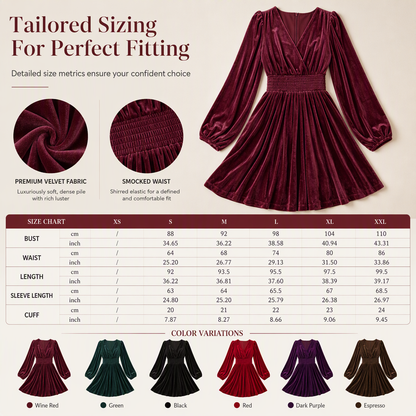 👜 -50 % sur toute la mode femme ! ✨Women's Solid Color Velvet V Neck Long Sleeve Maxi Dress
