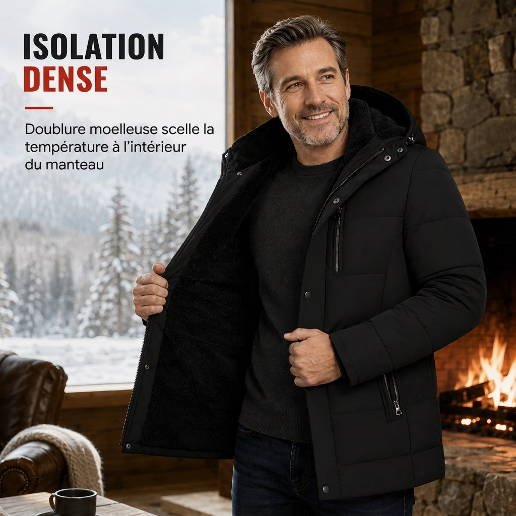 Manteau en coton matelassé mi-long d'hiver, épais et décontracté pour hommes d'âge moyen