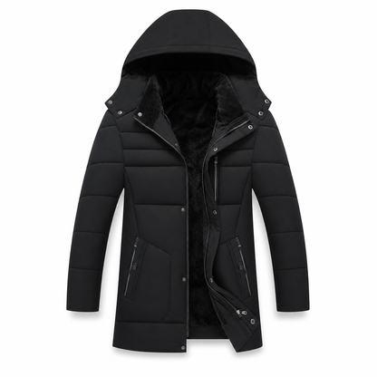 Manteau en coton matelassé mi-long d'hiver, épais et décontracté pour hommes d'âge moyen