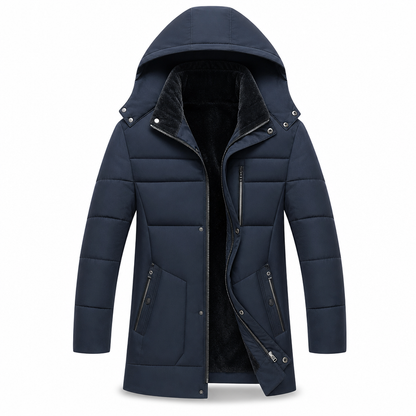 Manteau en coton matelassé mi-long d'hiver, épais et décontracté pour hommes d'âge moyen