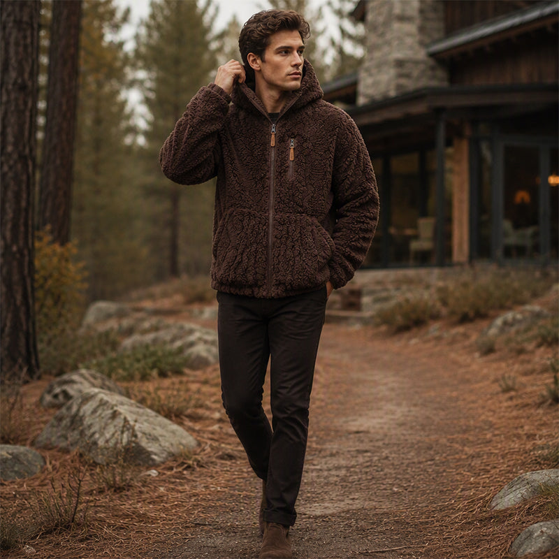 📢📢50 % DE RÉDUCTION !! ⏰ Veste en polaire à capuche zippée pour homme