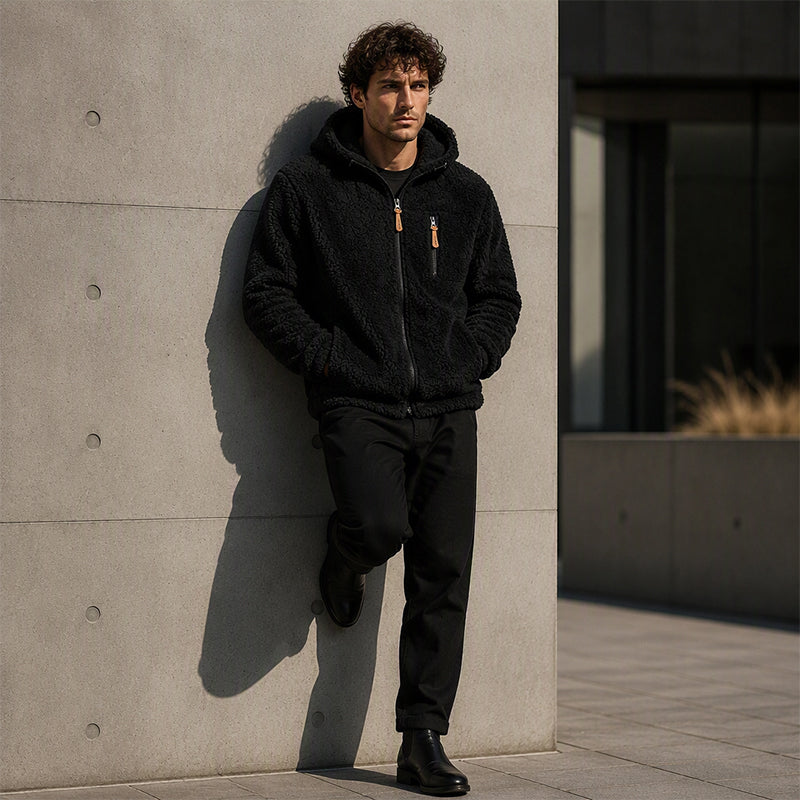 📢📢50 % DE RÉDUCTION !! ⏰ Veste en polaire à capuche zippée pour homme