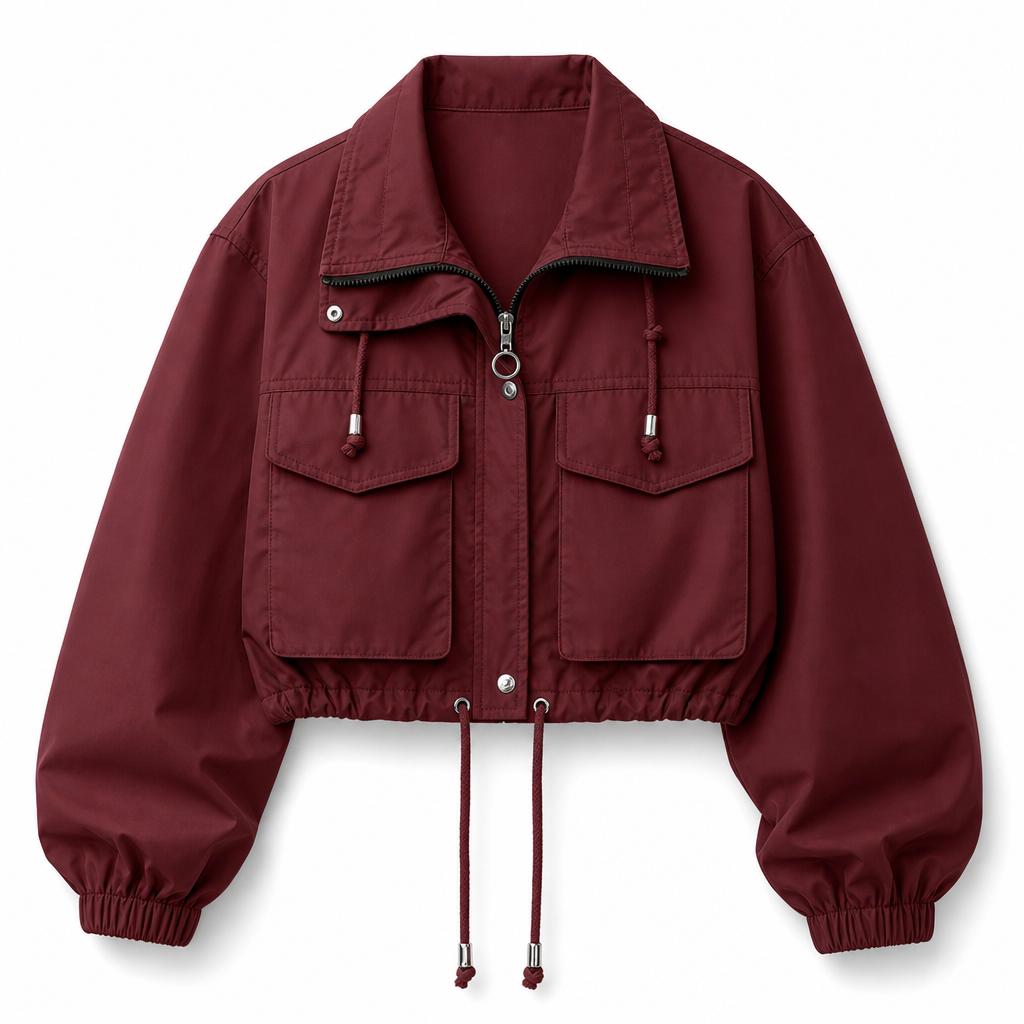 Coupe-vent femme à fermeture éclair courte et couleur unie, manteau d'automne