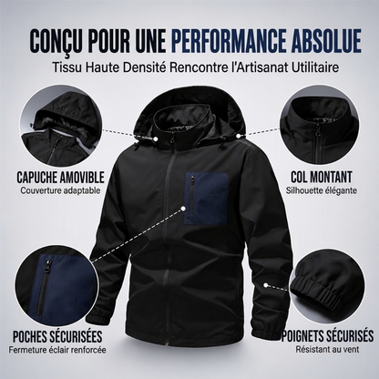 Blouson Coupe-Vent Extérieur pour Homme avec Capuche Amovible