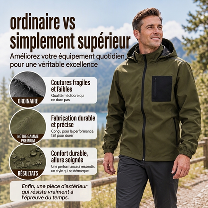 Blouson Coupe-Vent Extérieur pour Homme avec Capuche Amovible