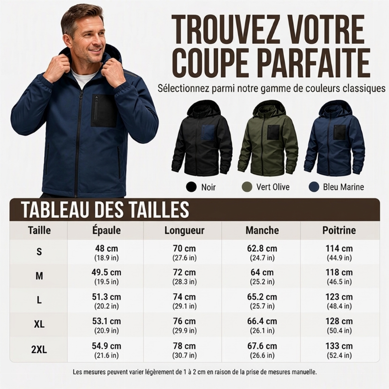 Blouson Coupe-Vent Extérieur pour Homme avec Capuche Amovible