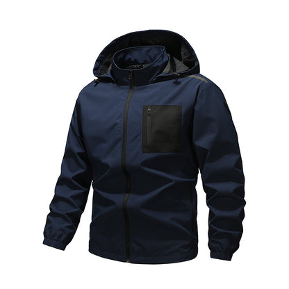 Blouson Coupe-Vent Extérieur pour Homme avec Capuche Amovible