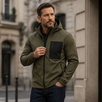 Blouson Coupe-Vent Extérieur pour Homme avec Capuche Amovible