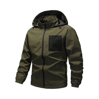 Blouson Coupe-Vent Extérieur pour Homme avec Capuche Amovible