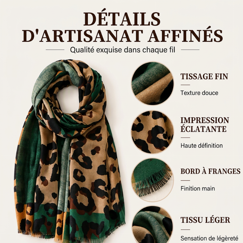 🧣 Écharpe-châle polyvalente et légère à imprimé léopard 🐆✨ – 50 % de réduction | Garantie « satisfait ou remboursé » de 30 jours
