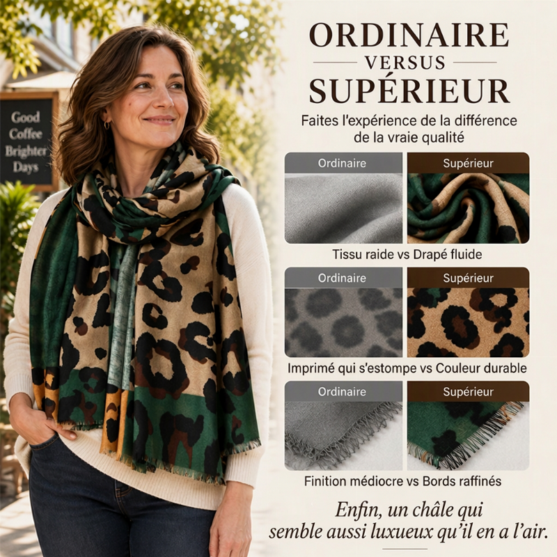 🧣 Écharpe-châle polyvalente et légère à imprimé léopard 🐆✨ – 50 % de réduction | Garantie « satisfait ou remboursé » de 30 jours