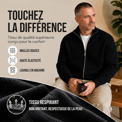 🔥 50% de réduction 🔥Cardigan en maille côtelée à fermeture éclair complète pour homme