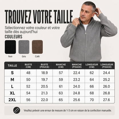 🔥 50% de réduction 🔥Cardigan en maille côtelée à fermeture éclair complète pour homme