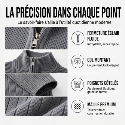 🔥 50% de réduction 🔥Cardigan en maille côtelée à fermeture éclair complète pour homme