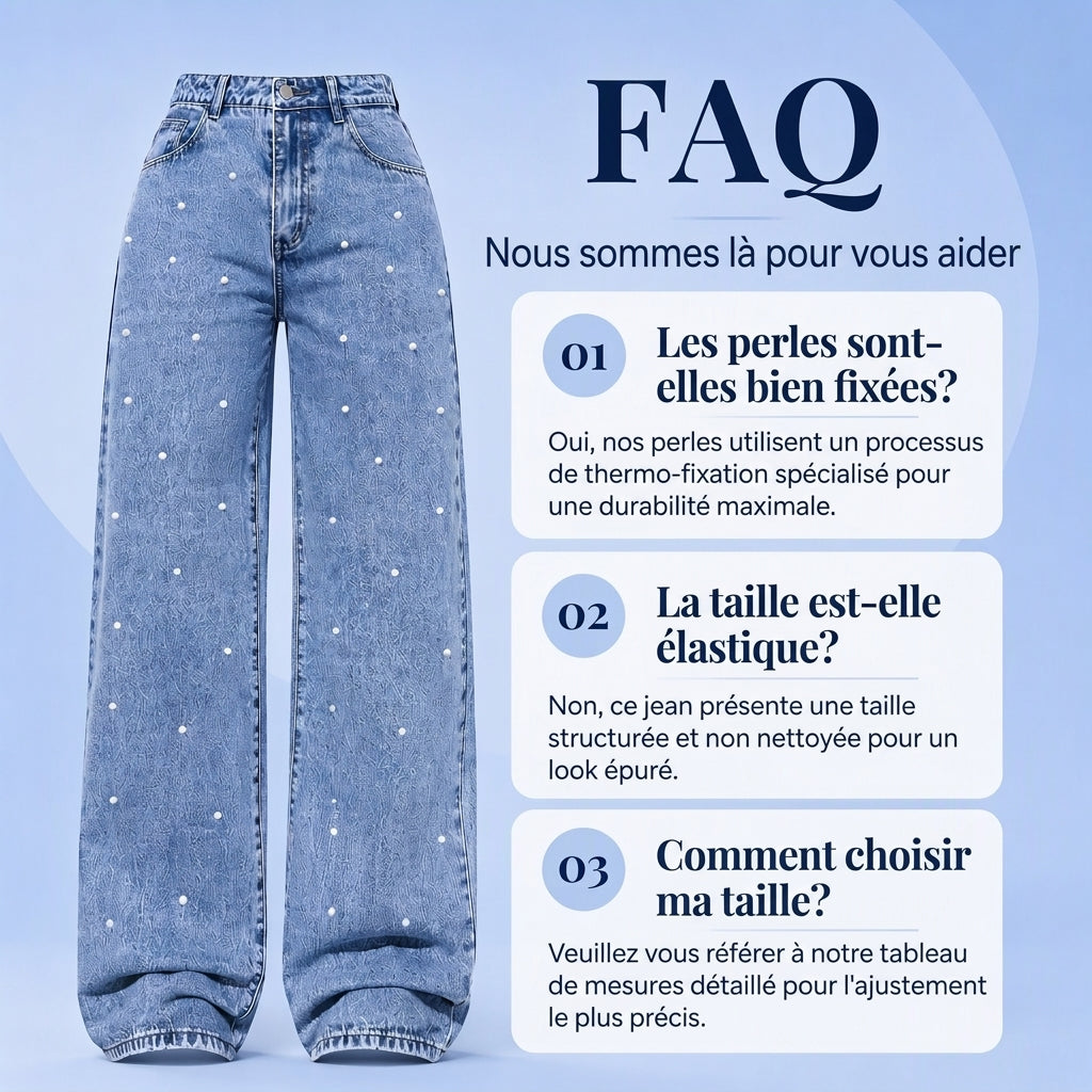 Jeans larges ornés de perles pour femmes