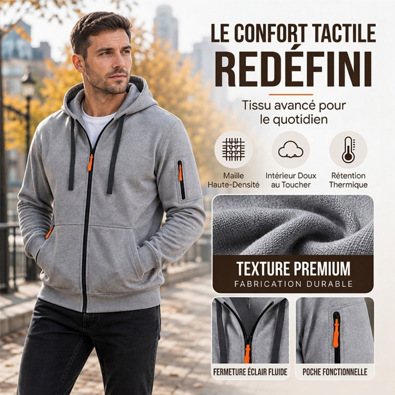 Veste à capuche thermique décontractée pour homme
