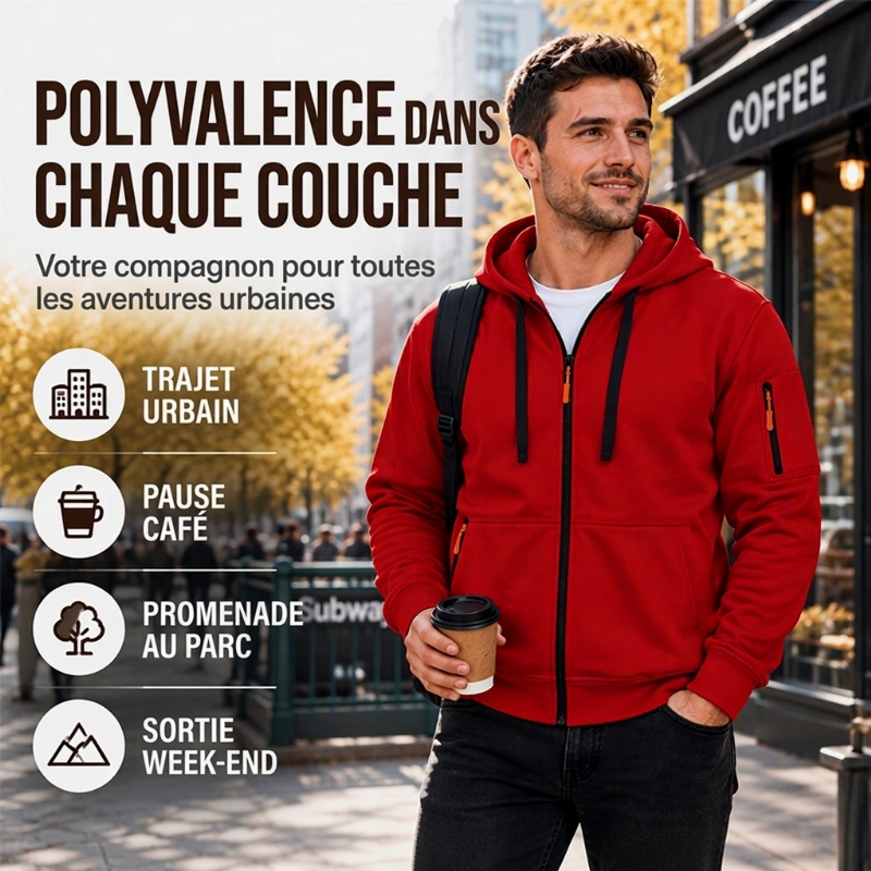 Veste à capuche thermique décontractée pour homme