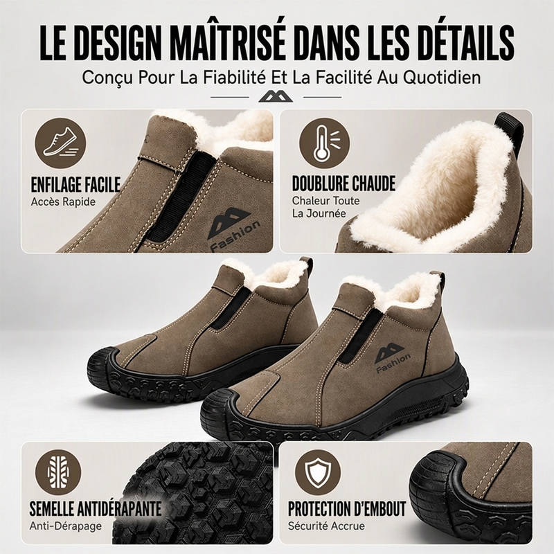 Chaussures de marche pour hommes avec doublure en peluche d'hiver