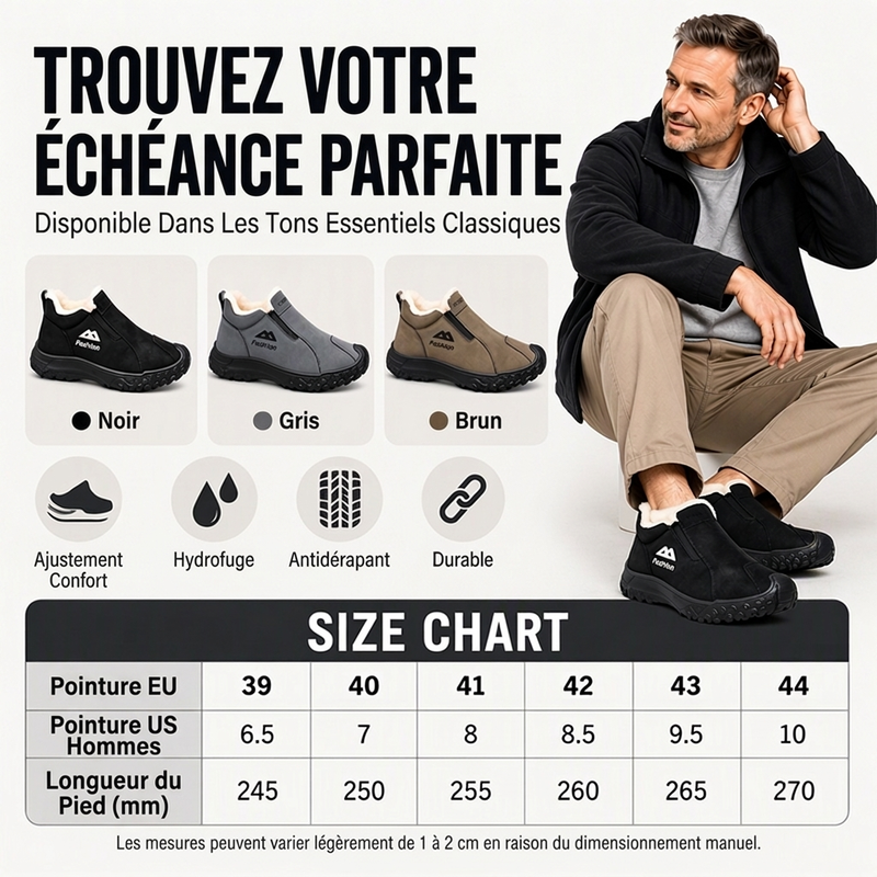 Chaussures de marche pour hommes avec doublure en peluche d'hiver