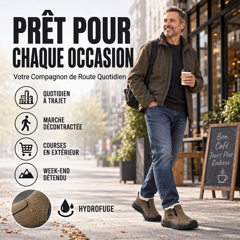 Chaussures de marche pour hommes avec doublure en peluche d'hiver