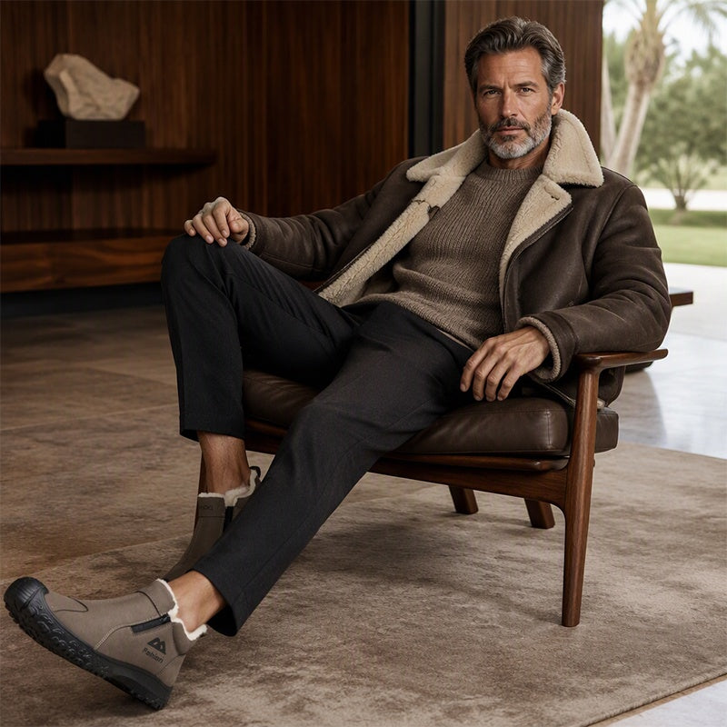 Chaussures de marche pour hommes avec doublure en peluche d'hiver
