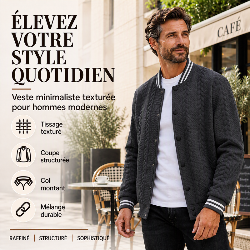 Blouson de baseball décontracté en jacquard pour homme