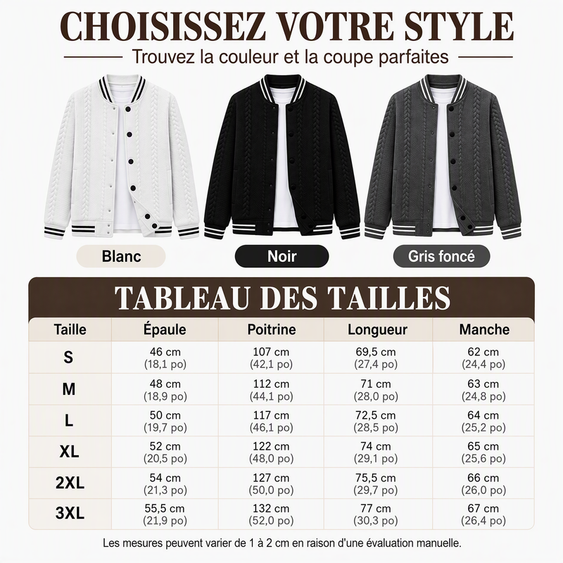 Blouson de baseball décontracté en jacquard pour homme