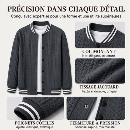 Blouson de baseball décontracté en jacquard pour homme