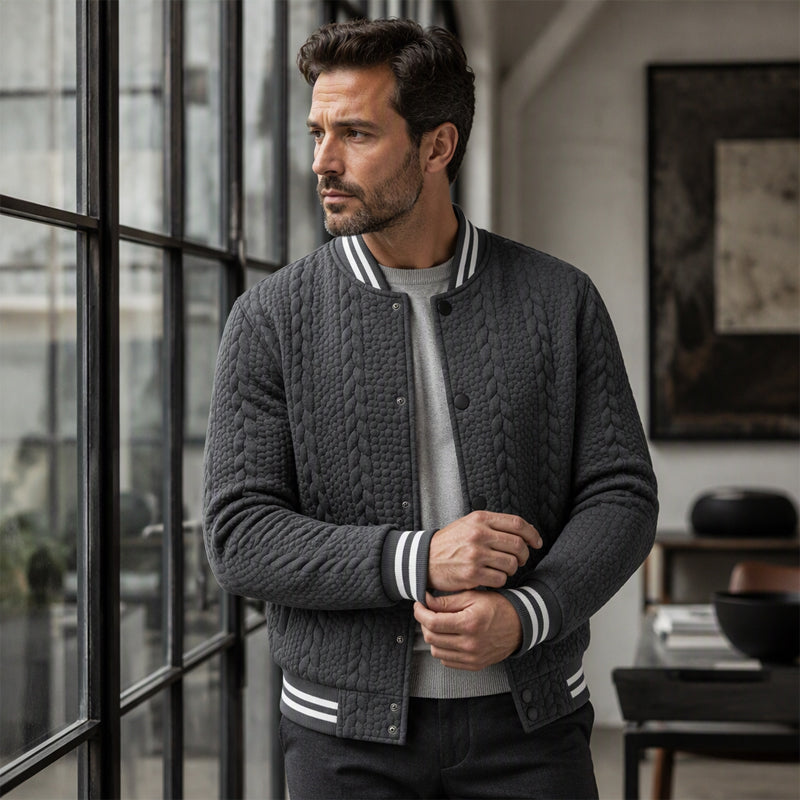 Blouson de baseball décontracté en jacquard pour homme