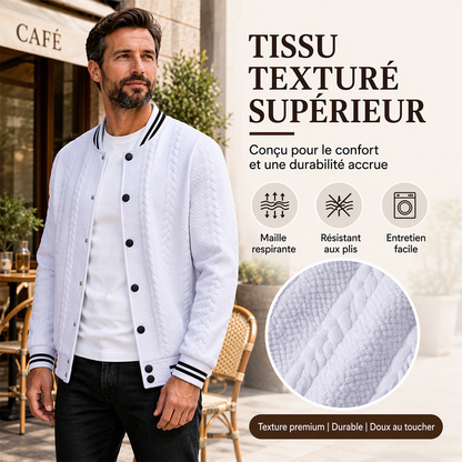 Blouson de baseball décontracté en jacquard pour homme
