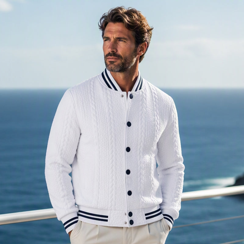 Blouson de baseball décontracté en jacquard pour homme