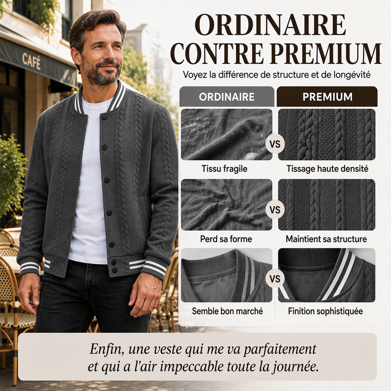 Blouson de baseball décontracté en jacquard pour homme