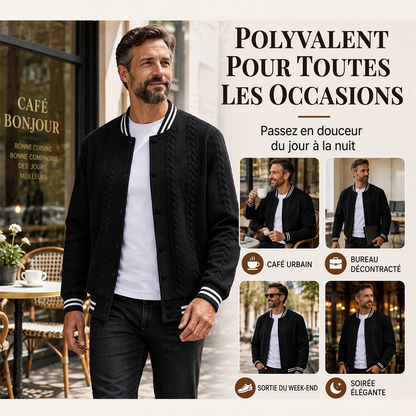 Blouson de baseball décontracté en jacquard pour homme