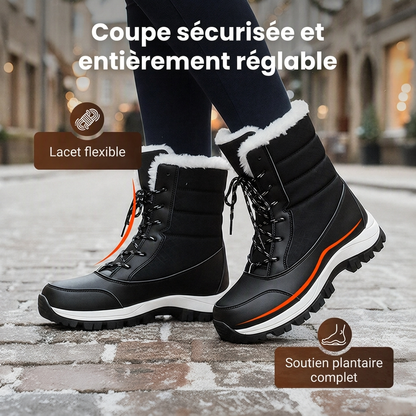 Bottes de neige mi-mollet imperméables à doublure pelucheuse pour femmes