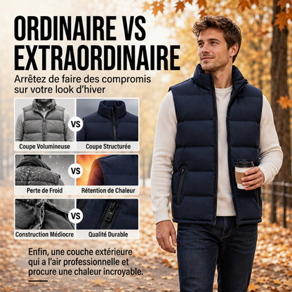 🔥 50% de réduction 🔥Gilet matelassé classique pour homme à col montant