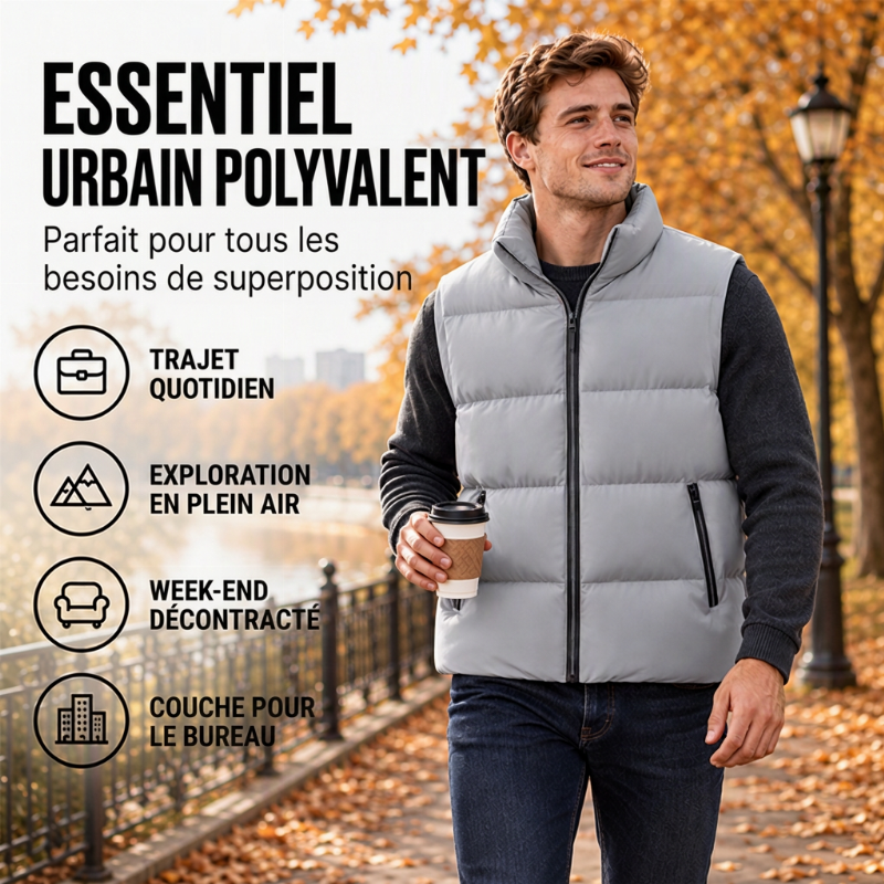 🔥 50% de réduction 🔥Gilet matelassé classique pour homme à col montant