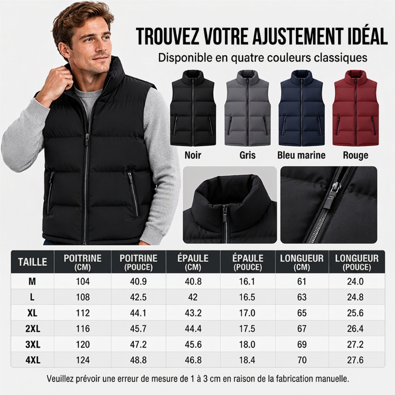 🔥 50% de réduction 🔥Gilet matelassé classique pour homme à col montant