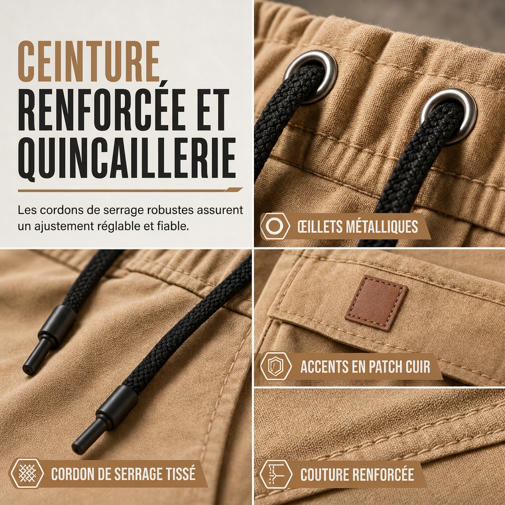 Pantalon Jogger Cargo Unisexe Couleur Unie Décontracté