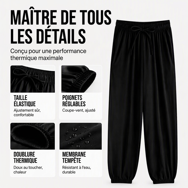 Pantalon unisexe coupe-vent à séchage rapide avec doublure en peluche