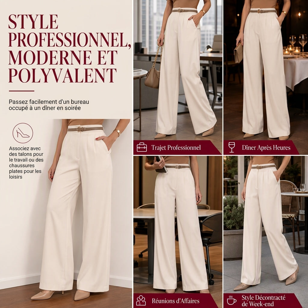Pantalon de ville décontracté à larges jambes pour femmes, pantalon long pour automne-hiver