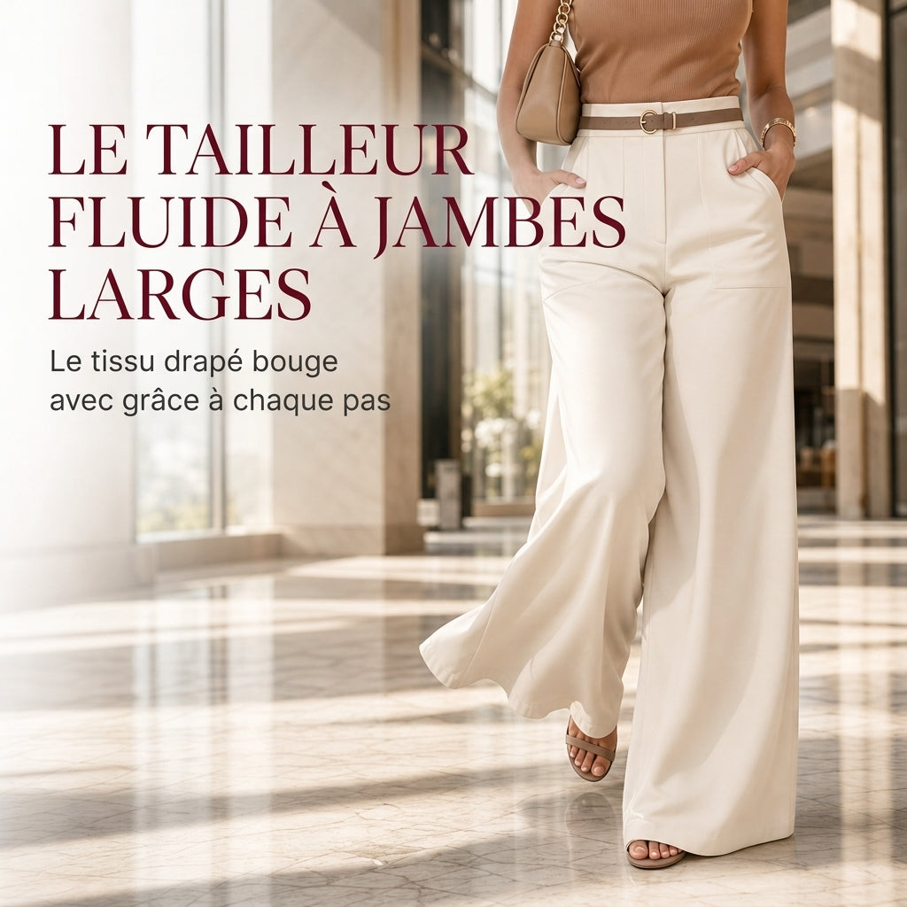 Pantalon de ville décontracté à larges jambes pour femmes, pantalon long pour automne-hiver