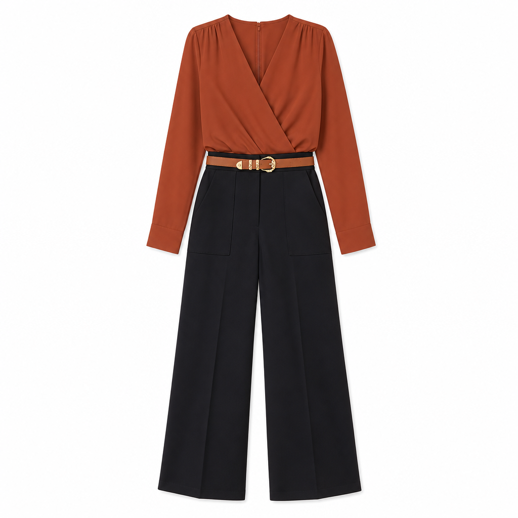 Pantalon de ville décontracté à larges jambes pour femmes, pantalon long pour automne-hiver
