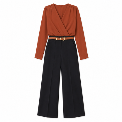 Pantalon de ville décontracté à larges jambes pour femmes, pantalon long pour automne-hiver