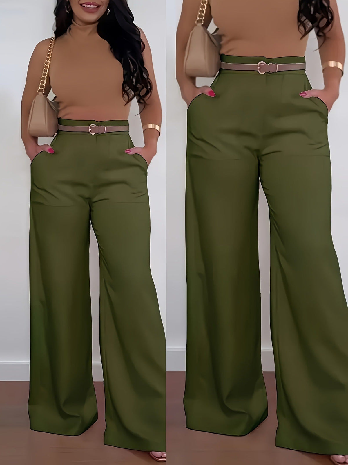 Pantalon de ville décontracté à larges jambes pour femmes, pantalon long pour automne-hiver