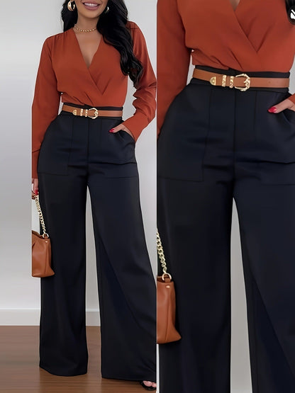 Pantalon de ville décontracté à larges jambes pour femmes, pantalon long pour automne-hiver